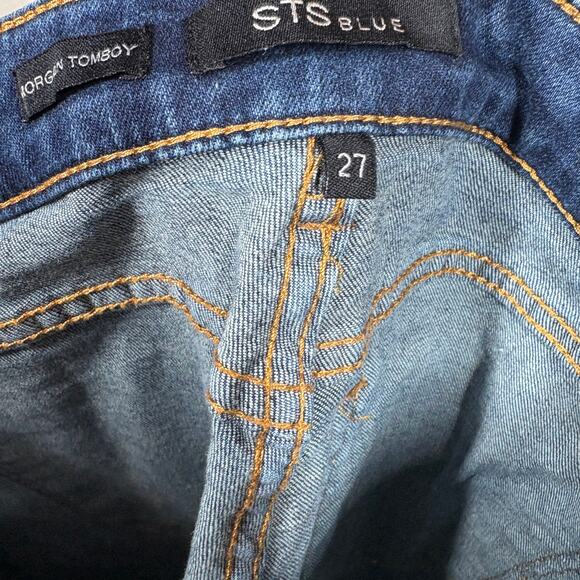 STS Blue 27 Morgan Tomboy Jeans Skinny Blue Mid Rise Distressed Cuffed Ankle - Picture 7 of 9